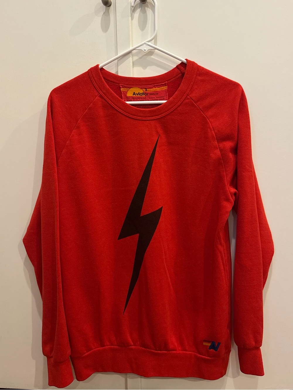 Aviator Nation Kids Red Sweatshirt with Black Lightning